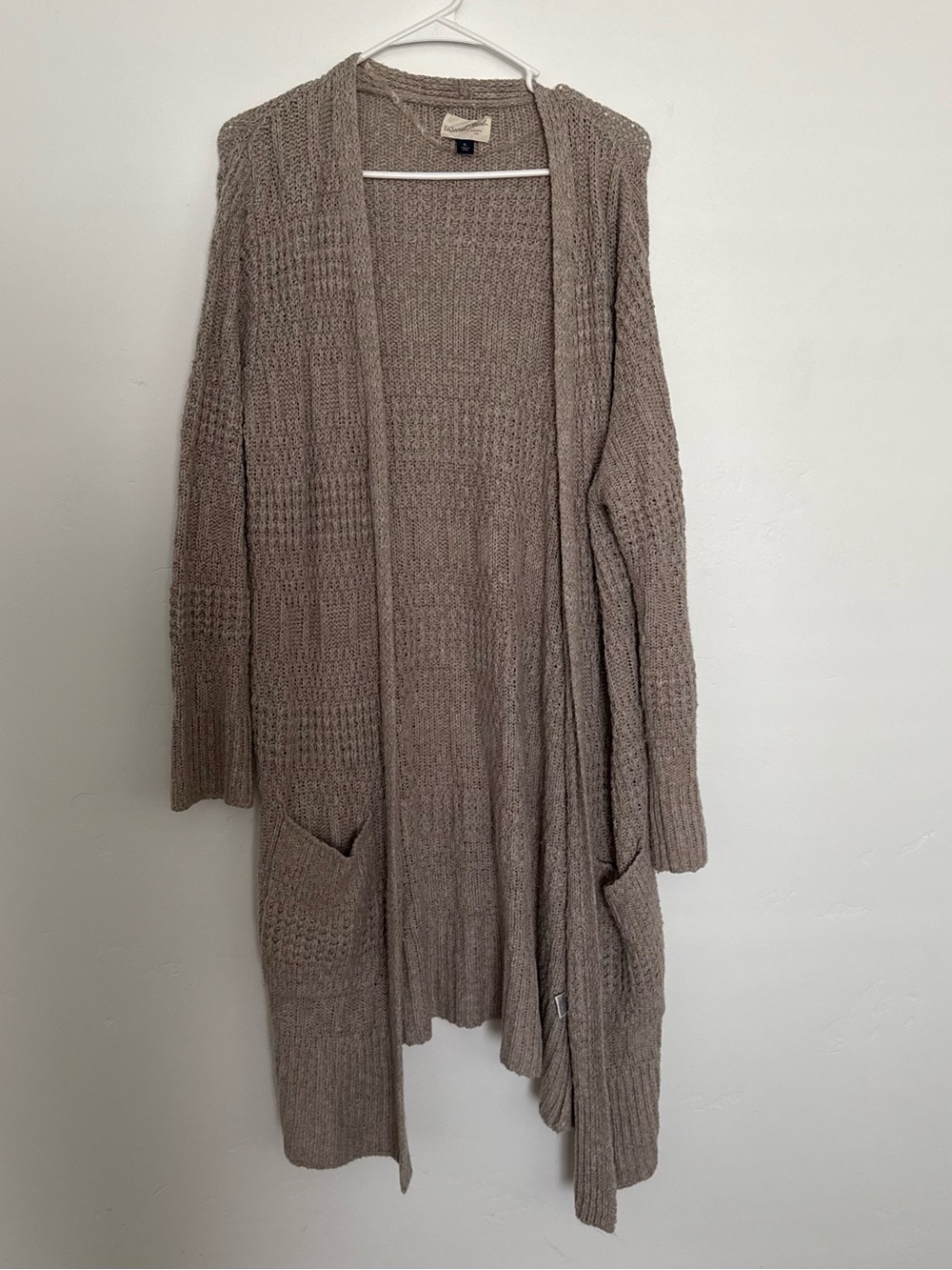 Universal Thread Open-Front Taupe Knit Cardigan with Pockets